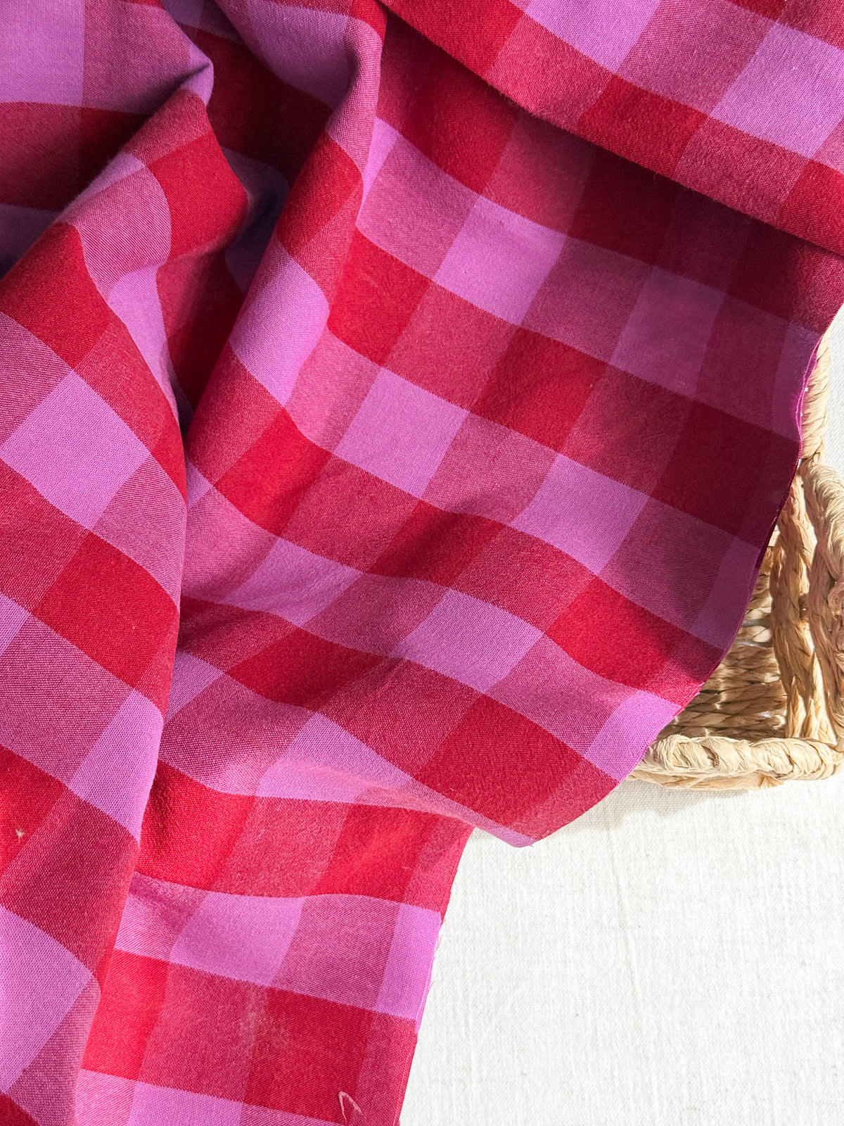 Cotton Yarn Dyed Gingham Fabric - Raspberry Jam