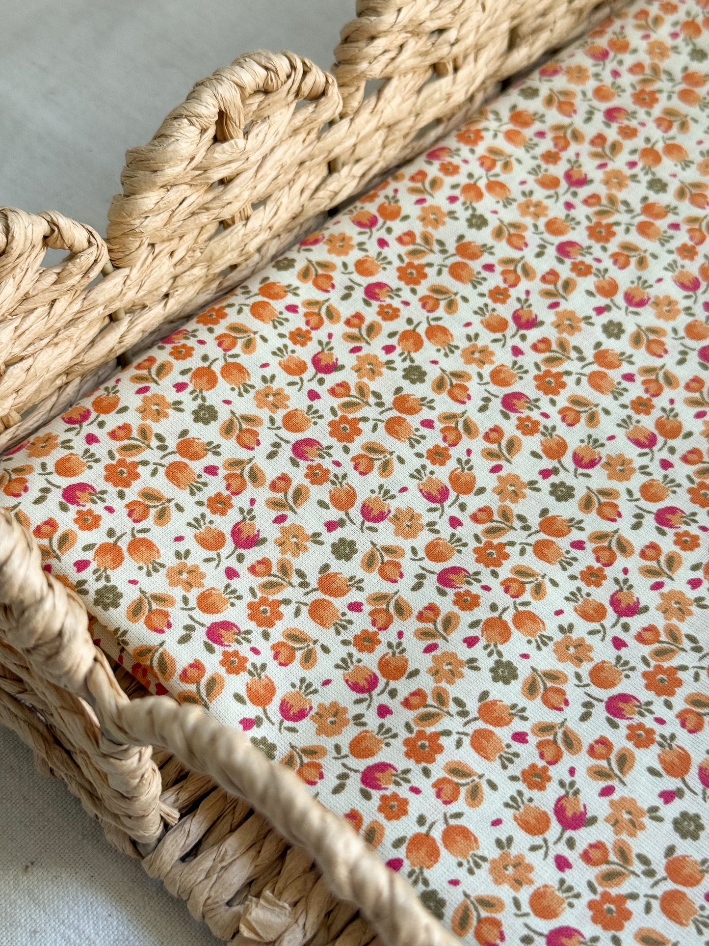 Cotton Poplin Fabric  - Citrus Ditsy Floral