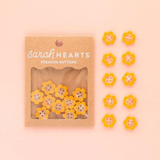 Yellow Daisy Small Buttons - 15mm - Pack of 10