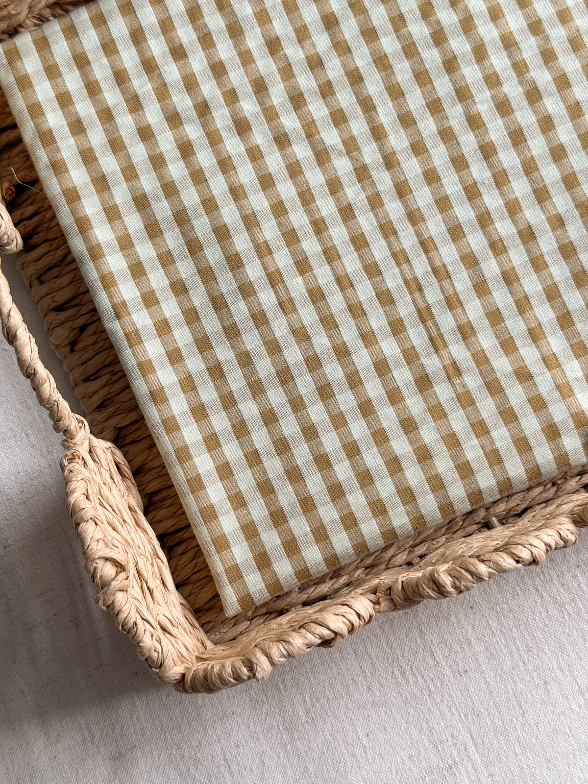 Cotton Seersucker Fabric - Gingham - Pistachio - 45cm Remnant