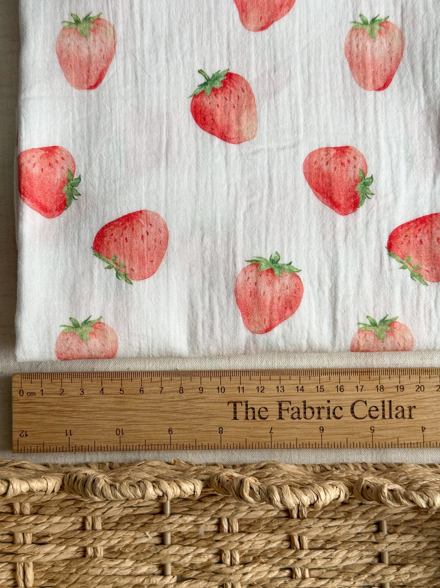 Double Gauze Fabric - Strawberries - 75cm Remnant