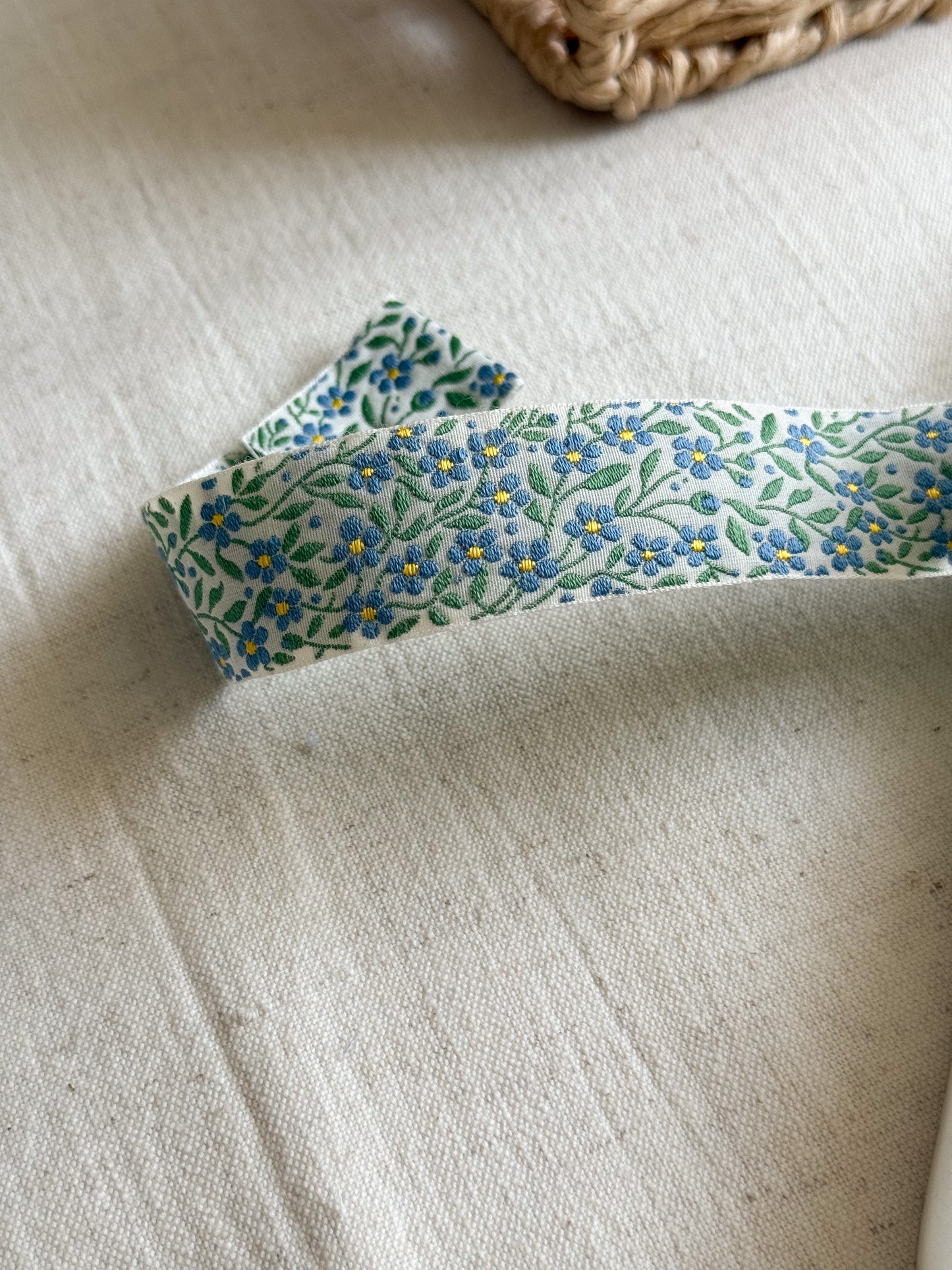Jacquard Woven Ribbon - Forget Me Not - 25mm