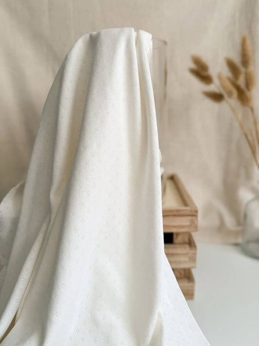 Cotton Jersey Pointelle Fabric - Off White