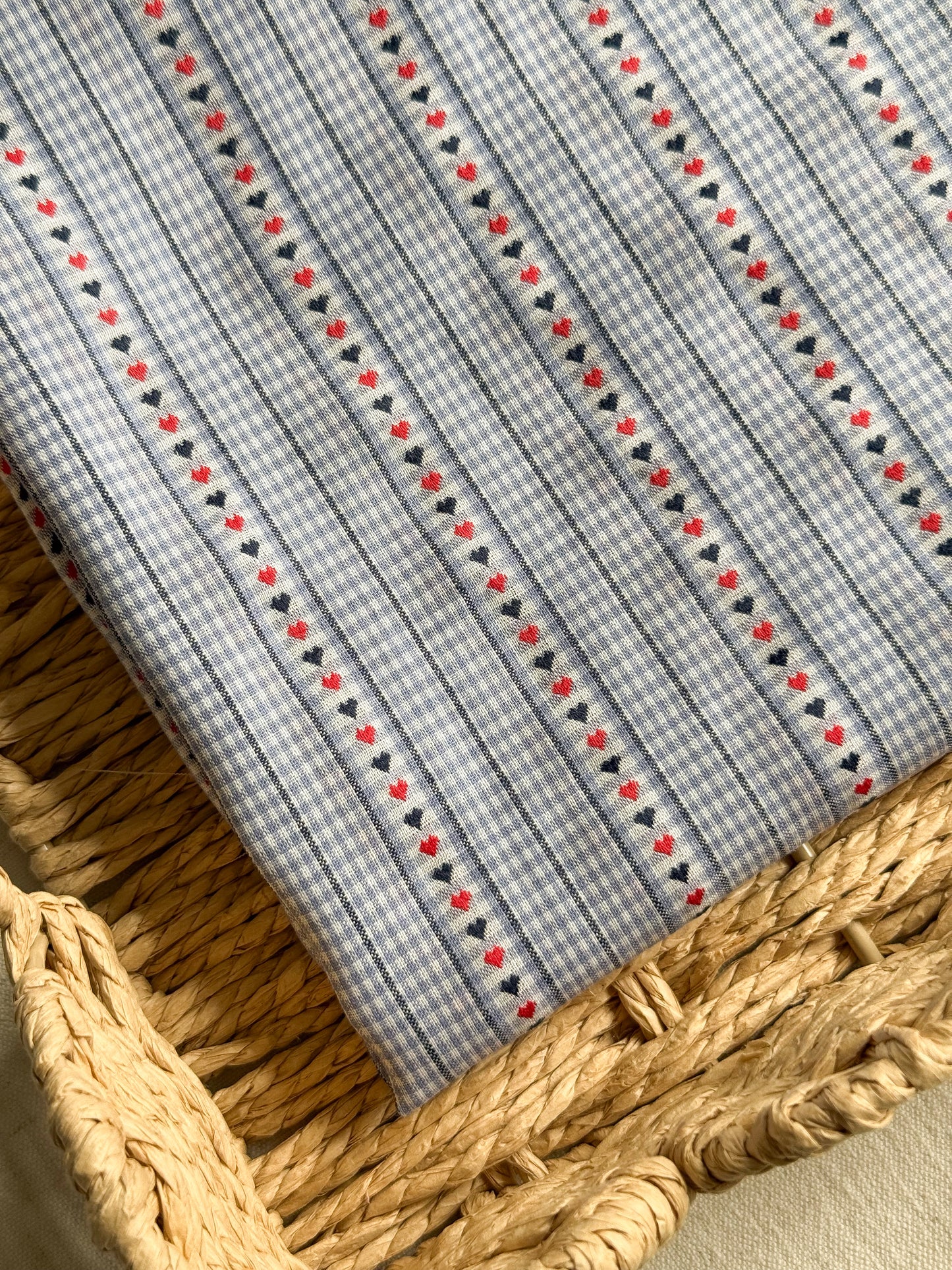 Gingham Cotton Jacquard Fabric - Light Blue