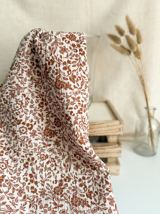 Double Gauze Fabric - Chestnut Floral