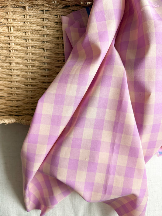 Cotton Yarn Dyed Gingham Fabric - Pink & Sand