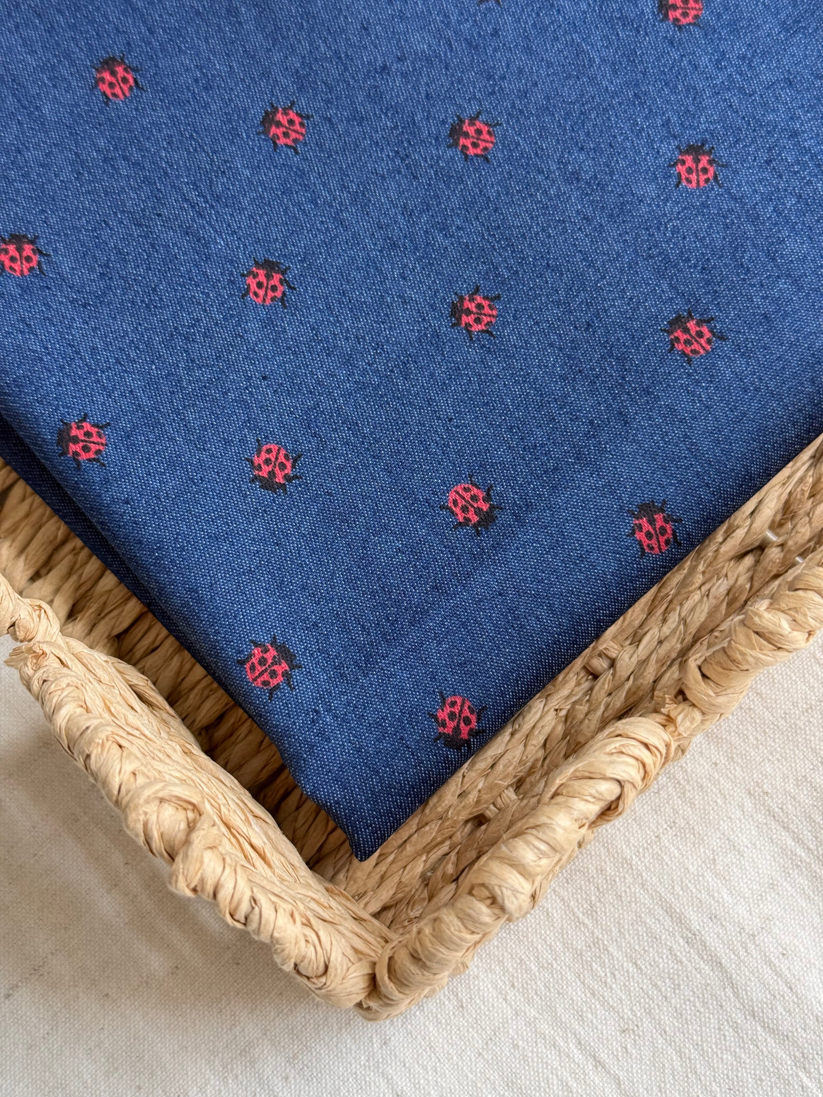 Cotton Denim Stretch Fabric  - Ladybirds