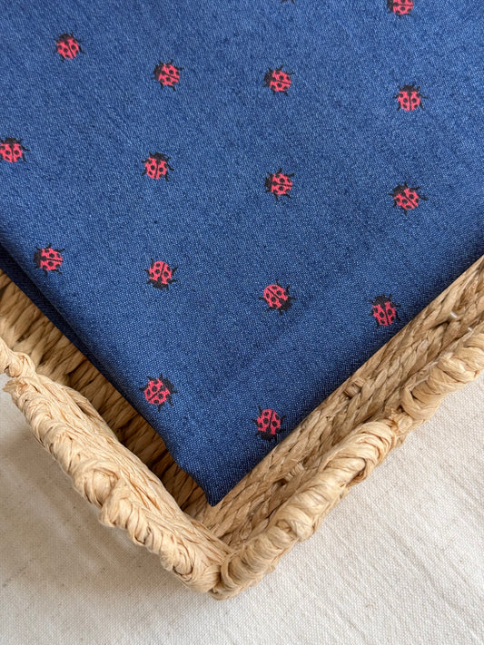 Cotton Denim Stretch Fabric  - Ladybirds