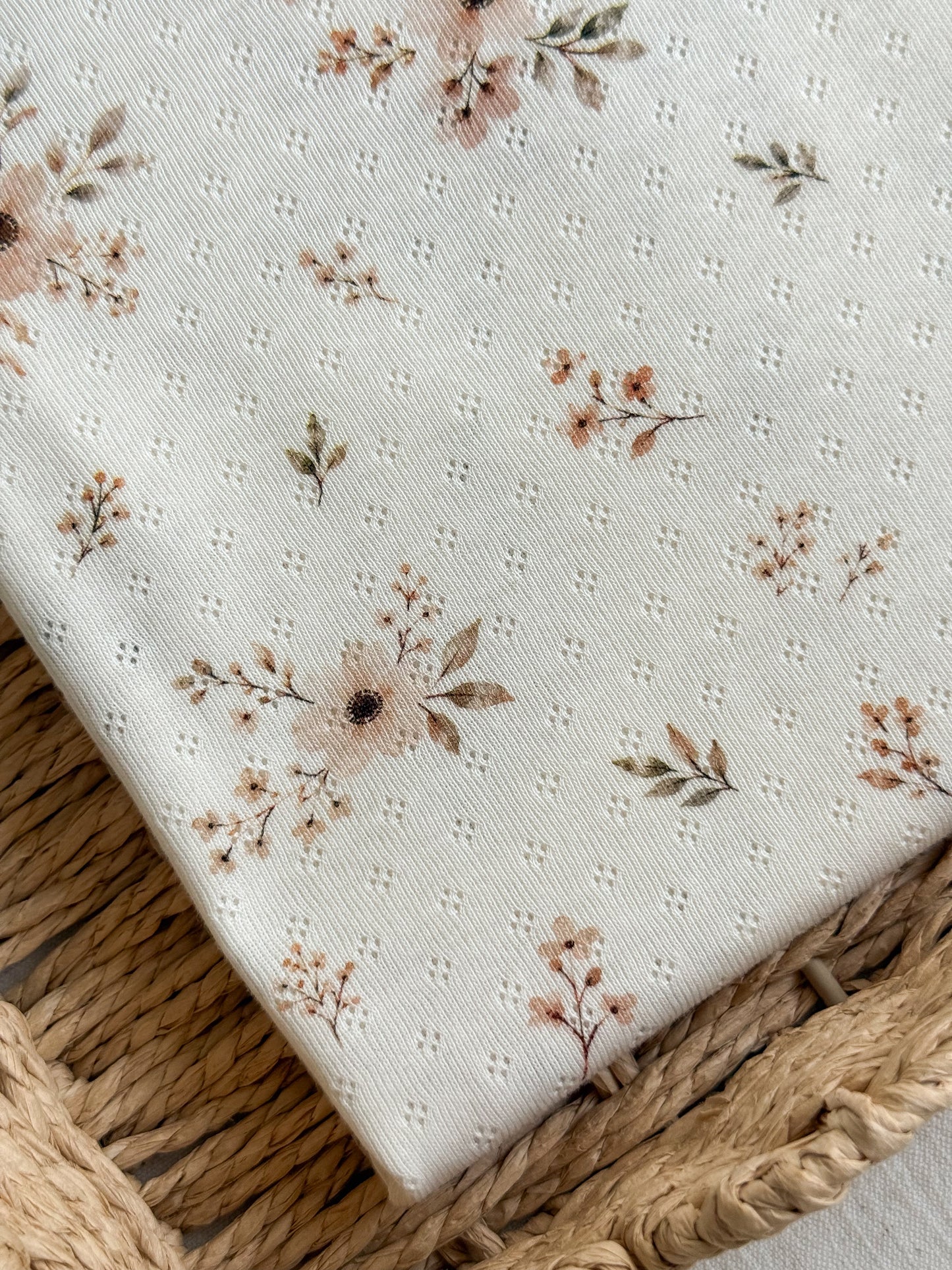 Cotton Jersey Pointelle Fabric - Vintage Blush Floral