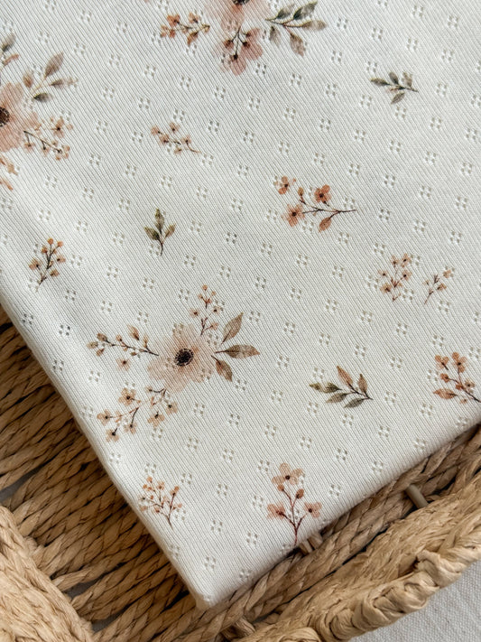 Cotton Jersey Pointelle Fabric - Vintage Blush Floral