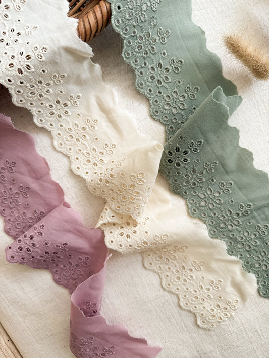 Broderie Anglaise Trim - 70mm wide