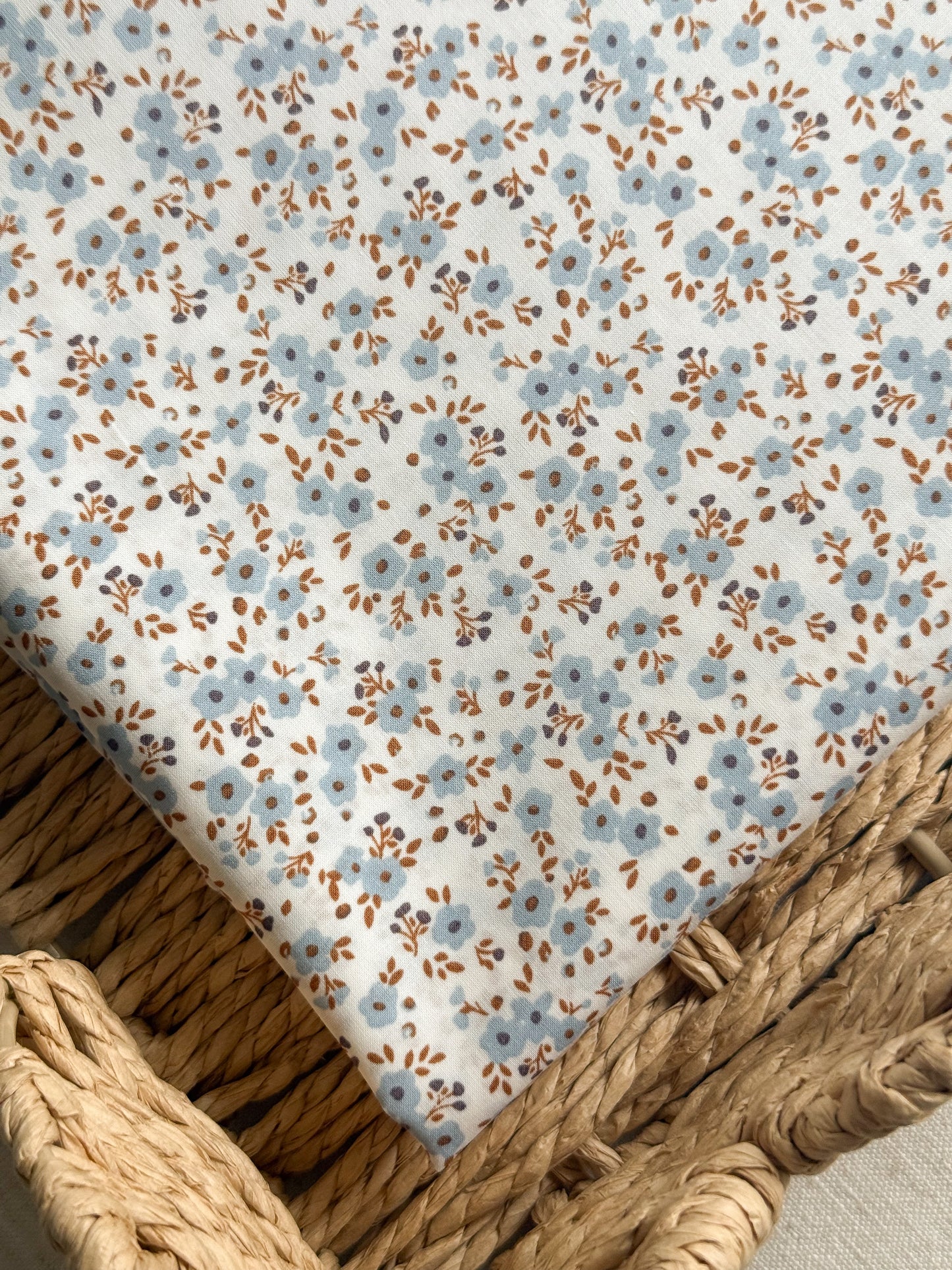 Cotton Poplin Fabric  - Blue Ditsy Floral