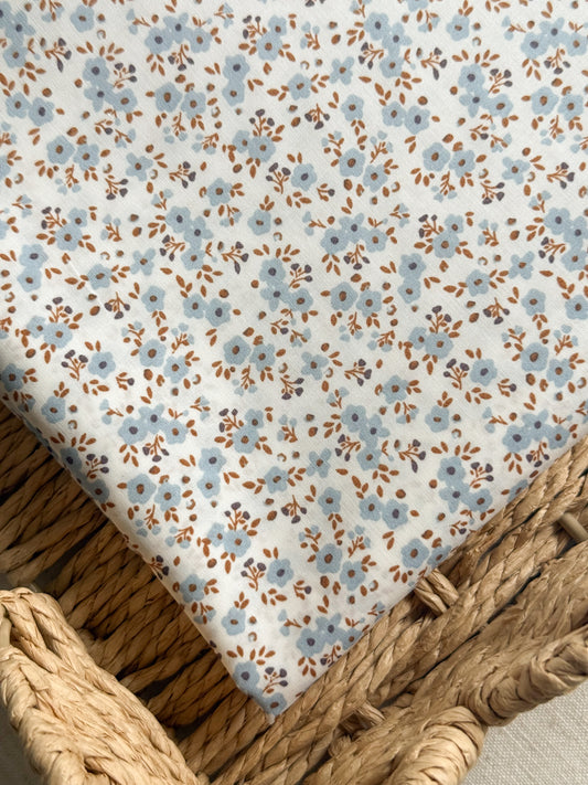 Cotton Poplin Fabric  - Blue Ditsy Floral