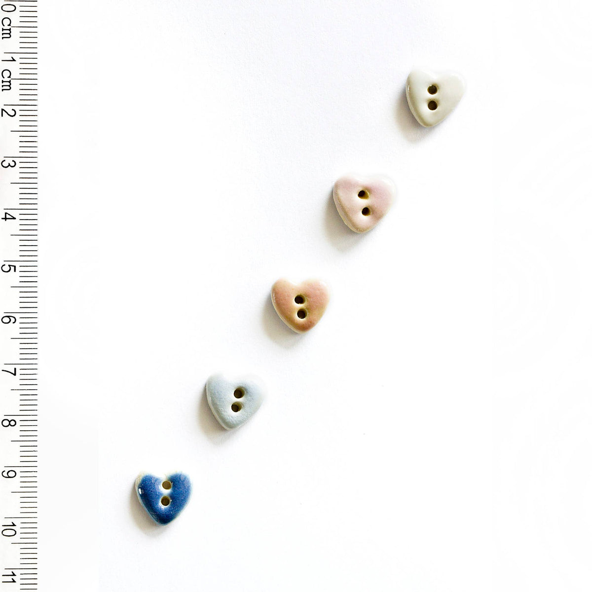 Handmade Pastel Heart Sewing Buttons - 12mm - Pack of 5