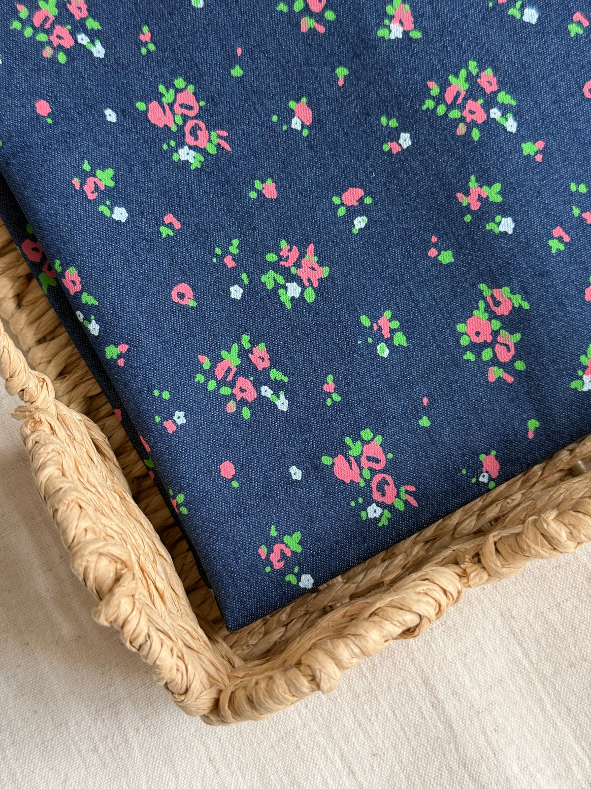 Cotton Denim Stretch Fabric  - Flowers