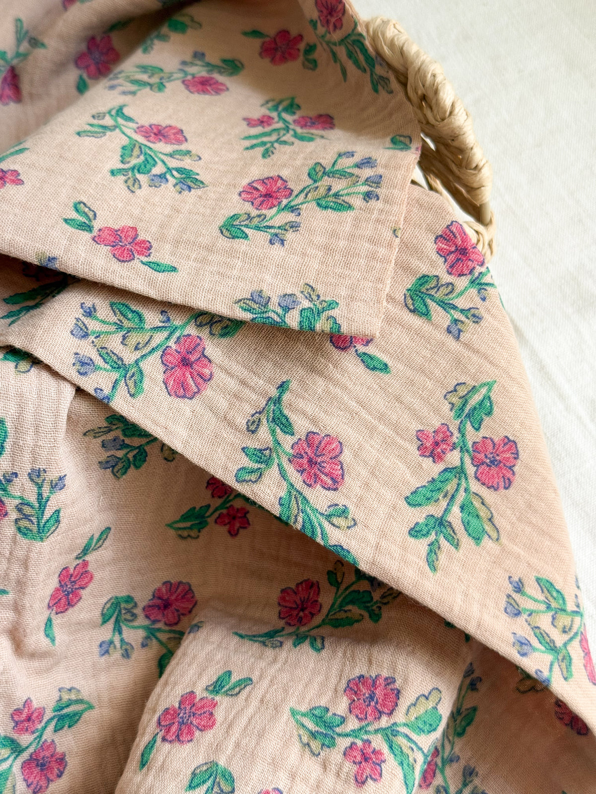 Double Gauze Fabric - Vintage Floral - Magenta