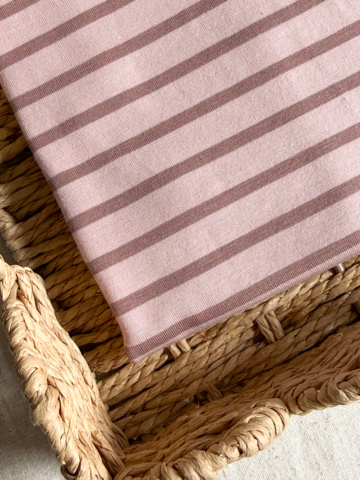 Cotton Jersey Stripe - Petal & Mocha
