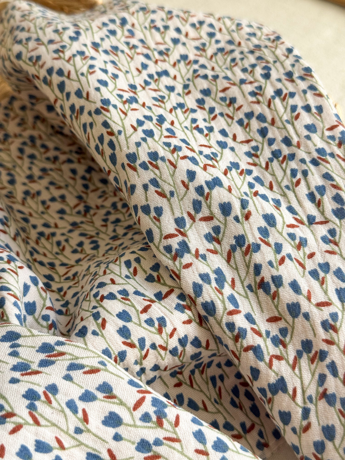 Double Gauze Fabric - Blue Meadow