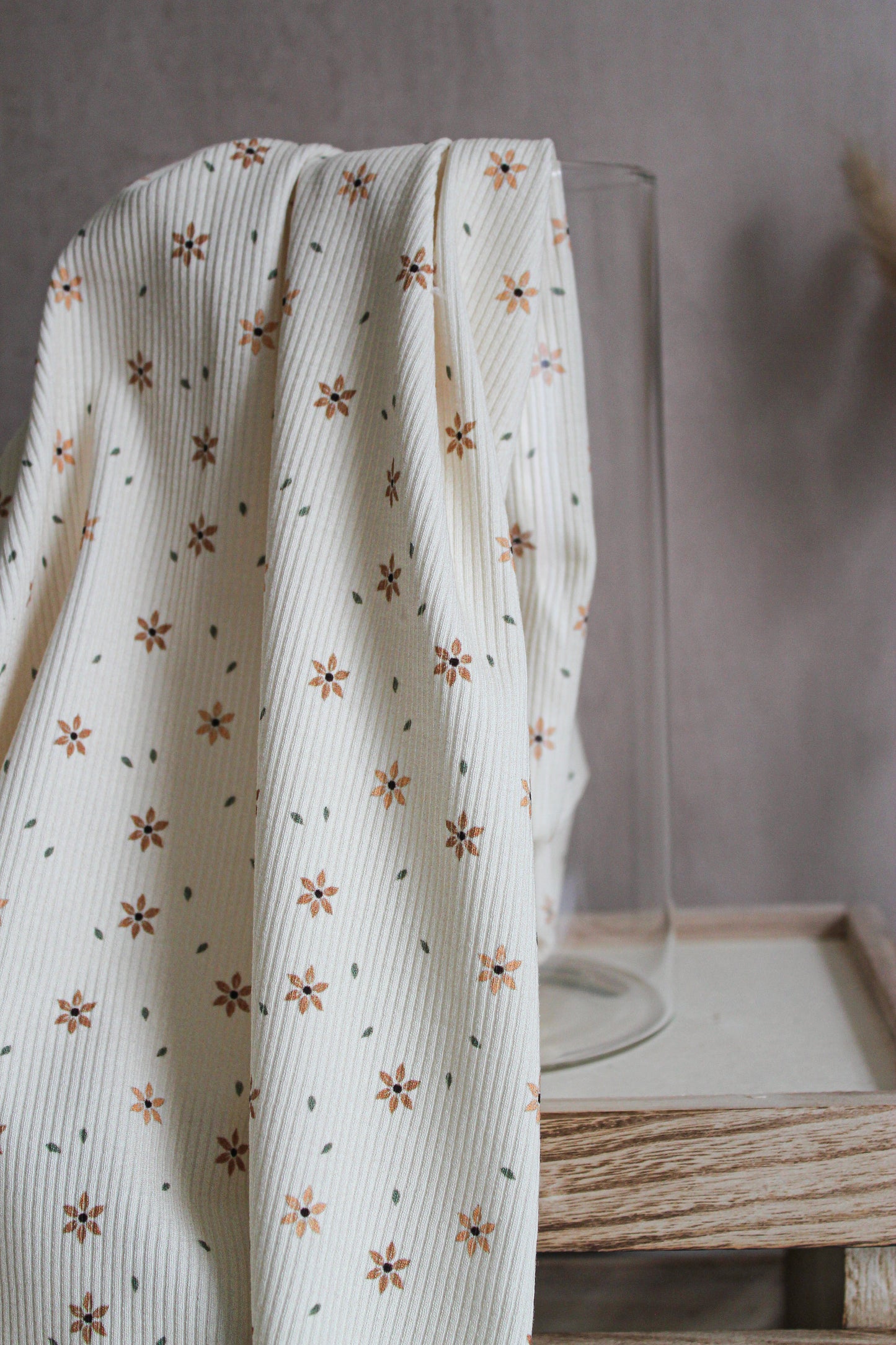 Fine Ribbed Cotton Jersey - Star Flower