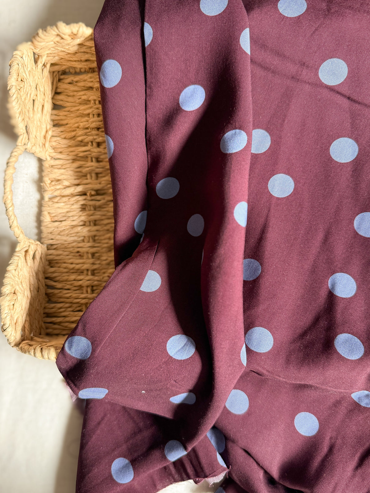 Viscose Polka Dot Fabric  - Aubergine & Blueberry