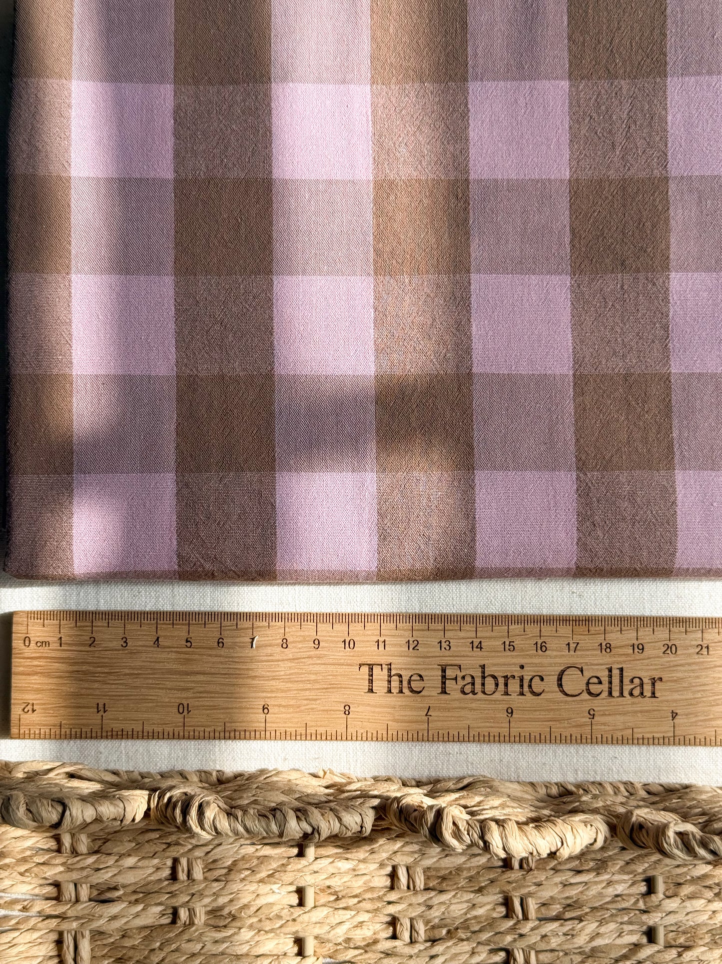 Cotton Yarn Dyed Gingham Fabric - Cocoa Rose