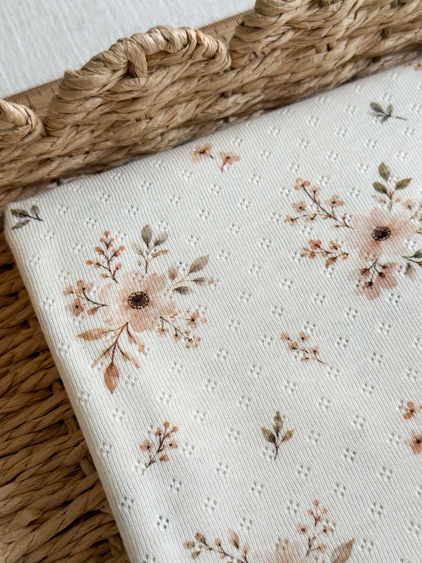 Cotton Jersey Pointelle Fabric - Vintage Blush Floral