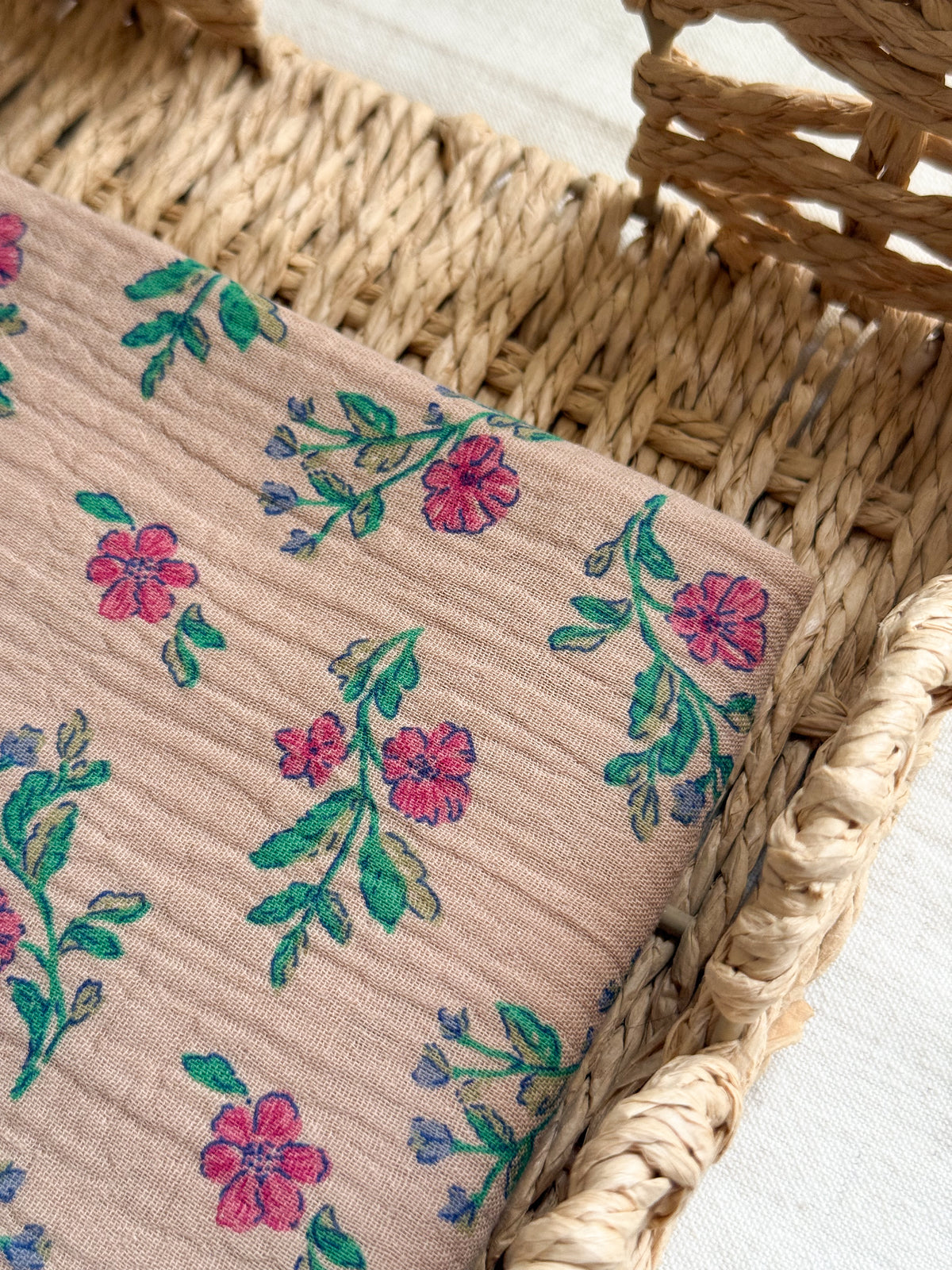 Double Gauze Fabric - Vintage Floral - Magenta