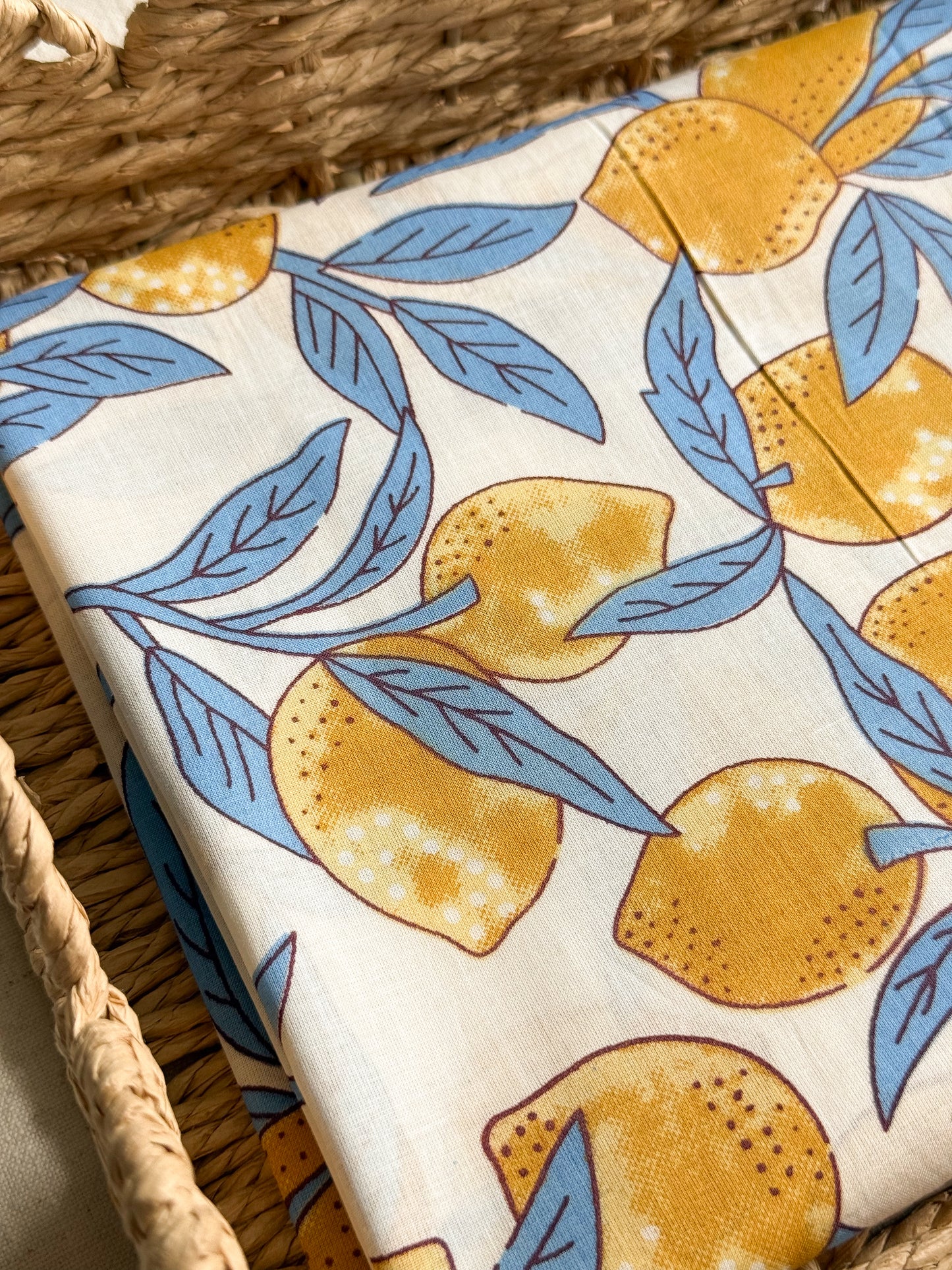 Handcrafted Cotton Block Print Fabric - Lemons