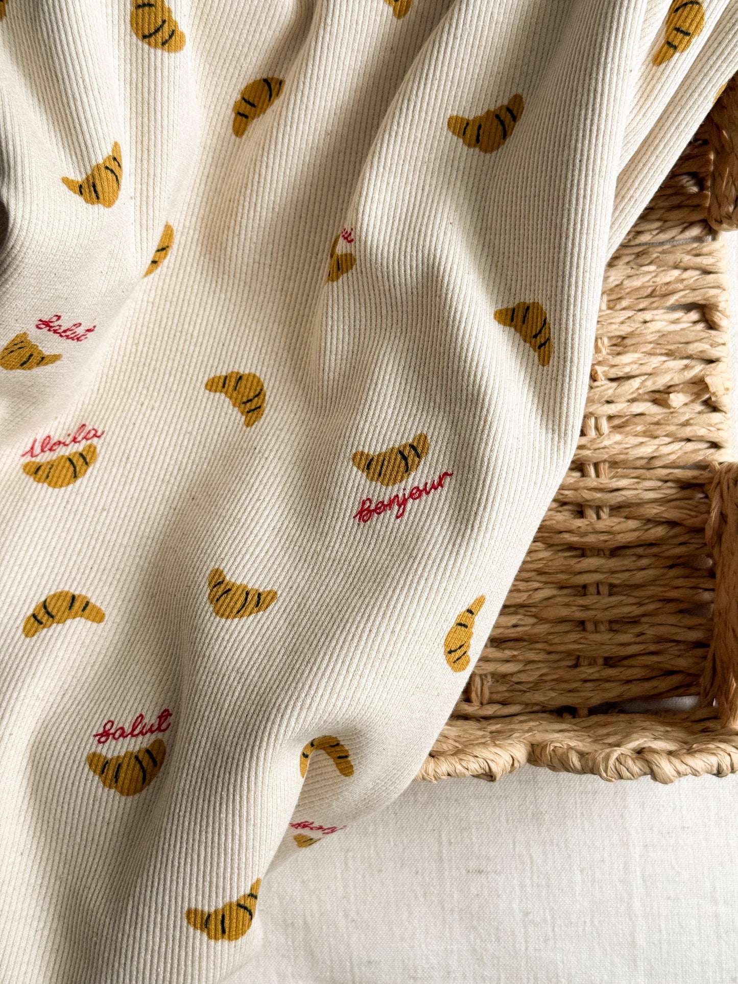 Ribbed Cotton Jersey Fabric - Croissants