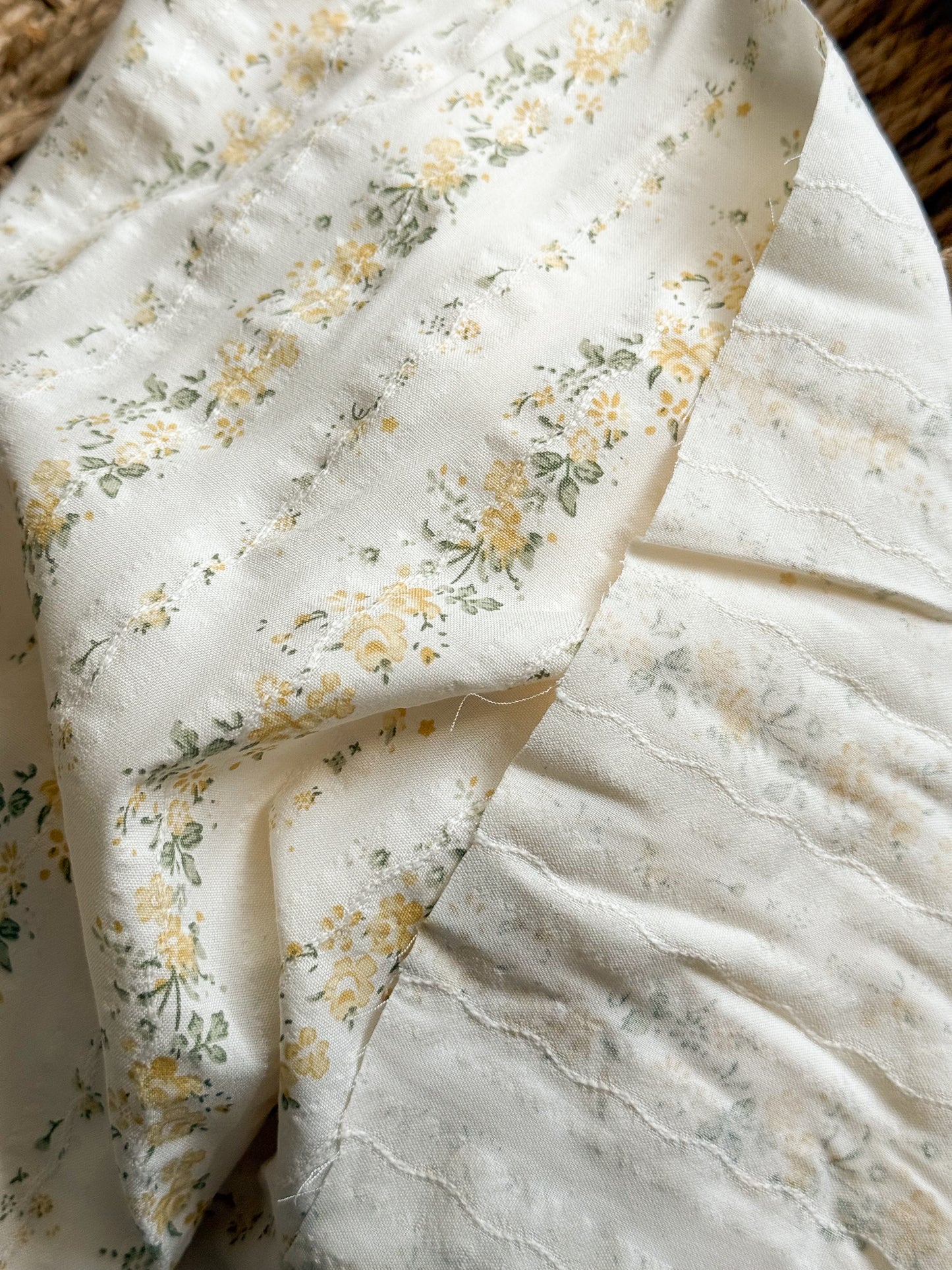 Embroidered Jacquard Cotton Fabric - Golden Vintage