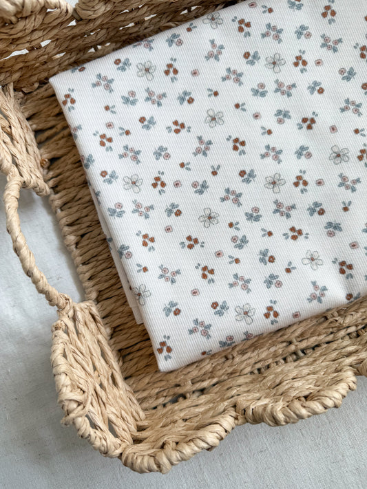Organic Textured Cotton Fabric - Floral