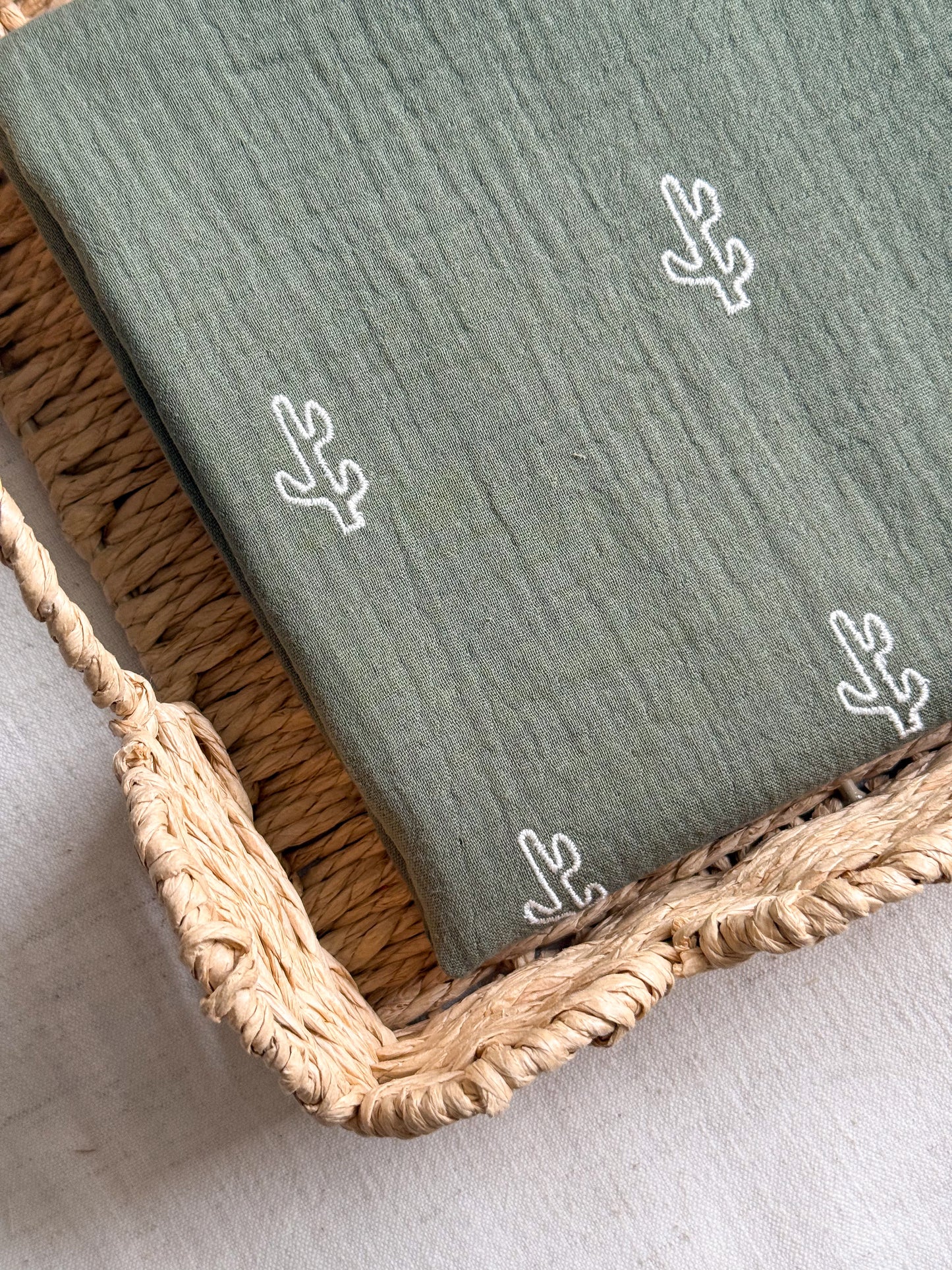 Embroidered Double Gauze Fabric - Cacti