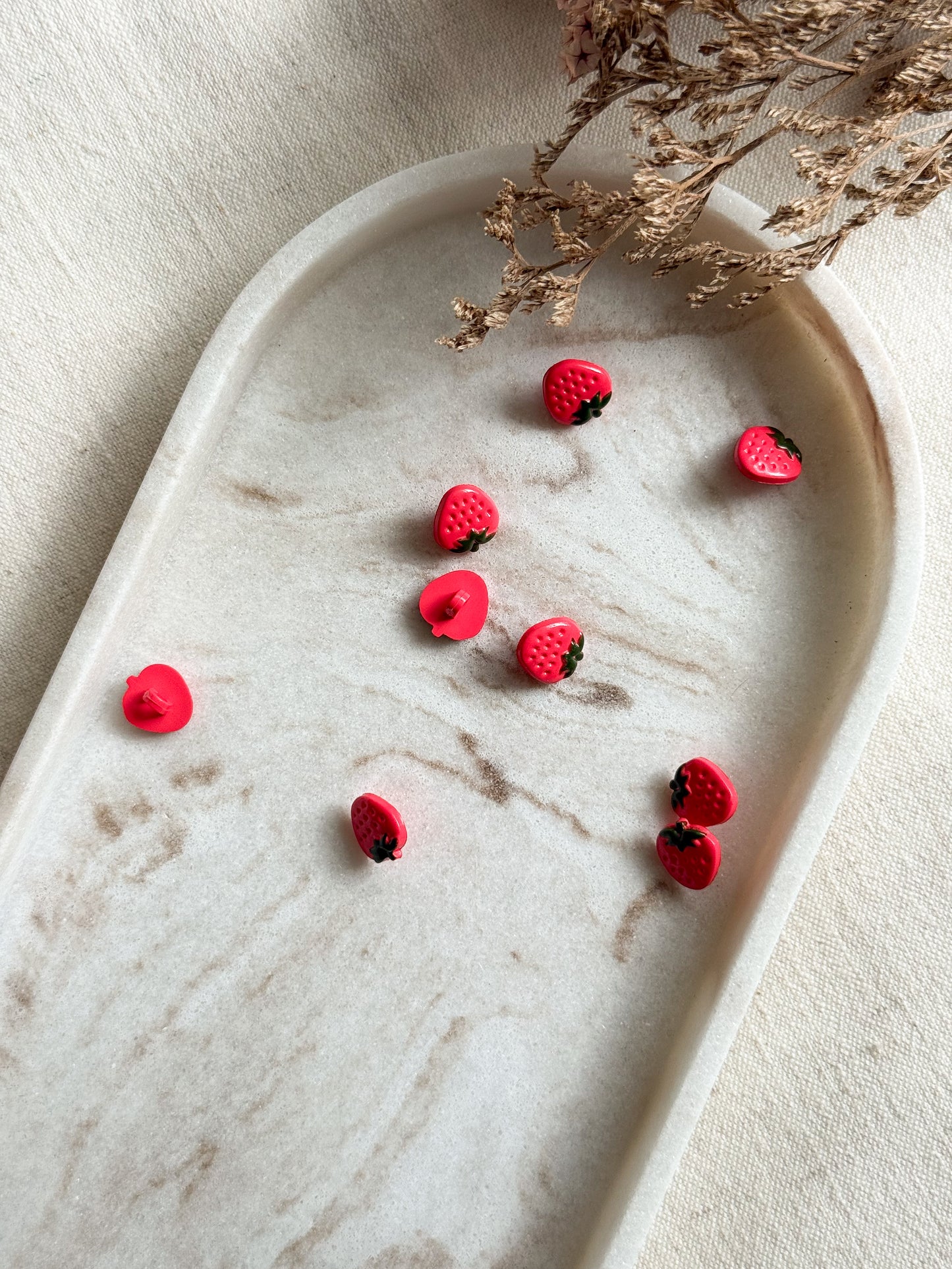 Pink Strawberry Shaped Shank Button - 13mm
