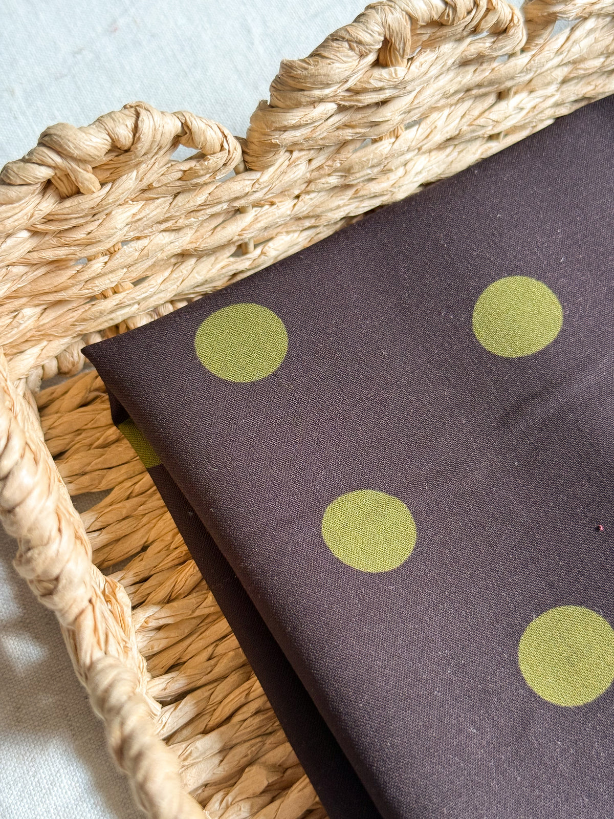 Viscose Polka Dot Fabric  - Midnight Brown & Olive