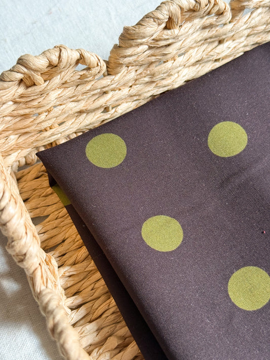 Viscose Polka Dot Fabric  - Midnight Brown & Olive