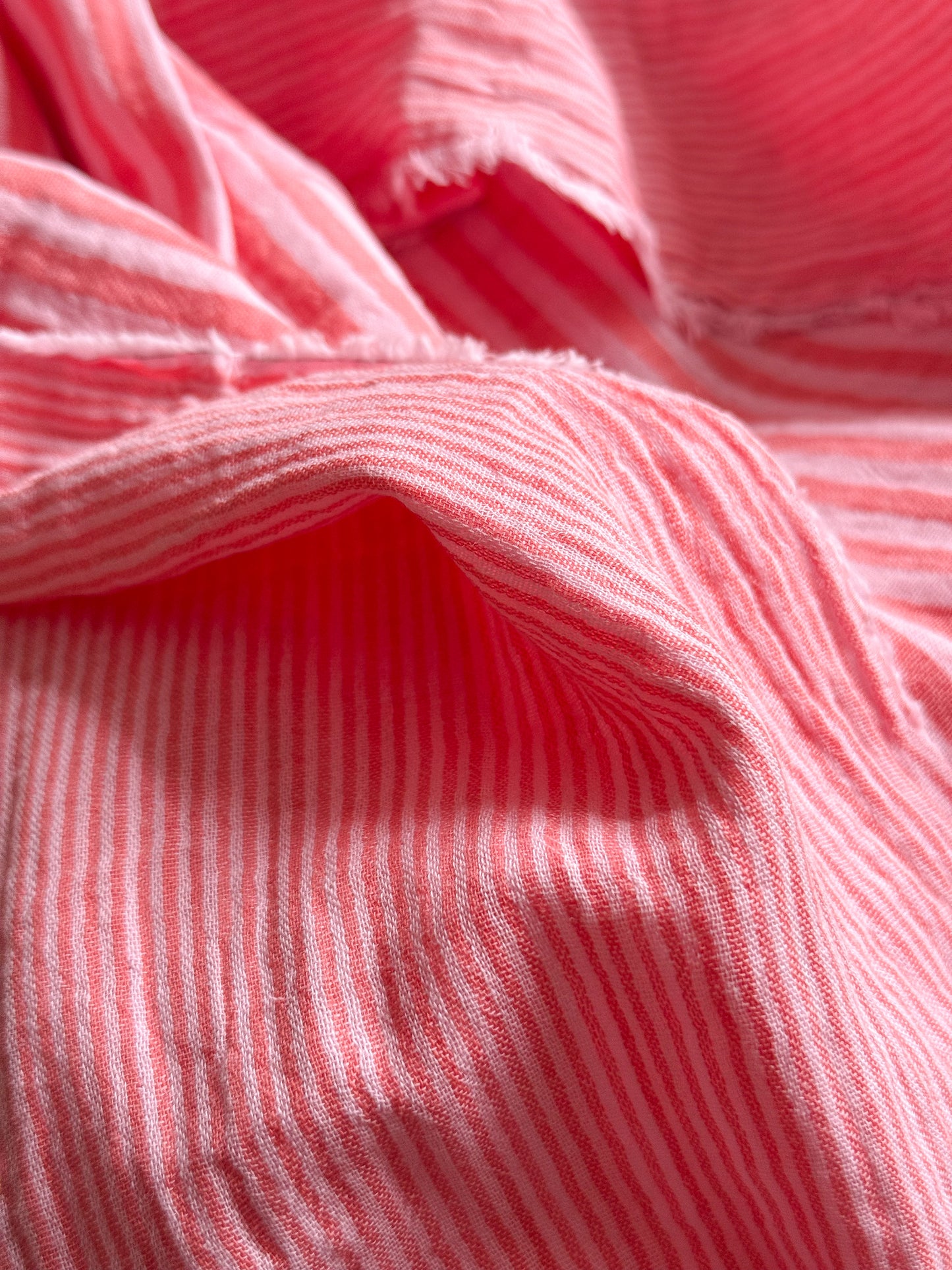 Double Gauze Fabric - Double Sided Stripe - Rose