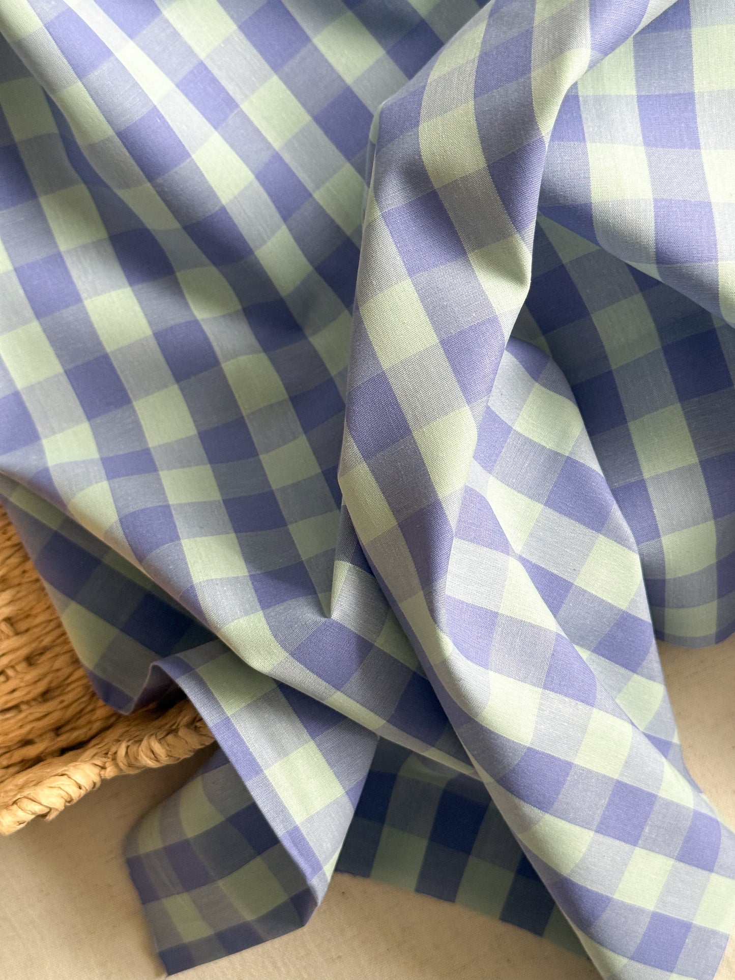 Cotton Yarn Dyed Gingham Fabric - Lavender & Sage