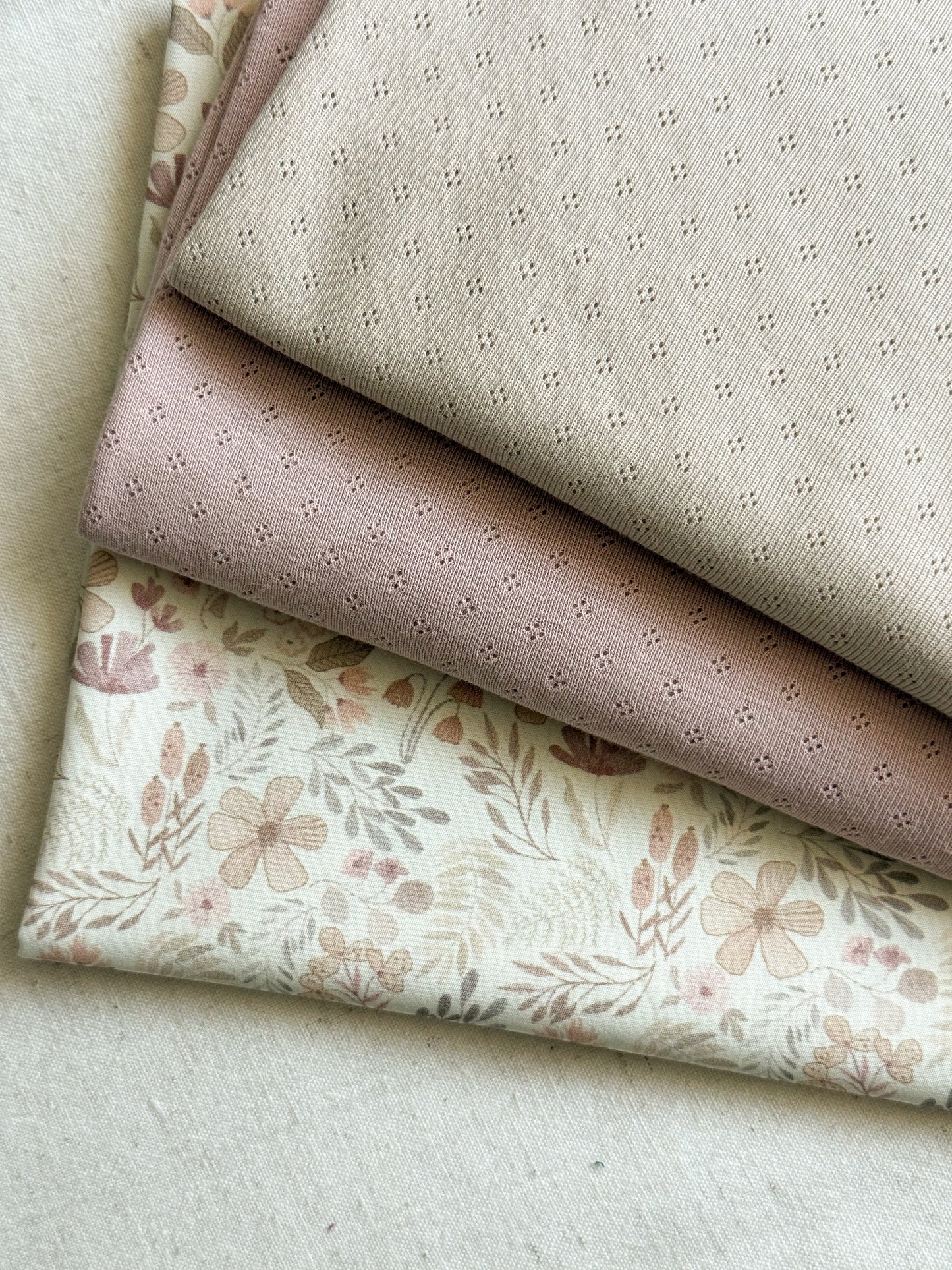 Cotton Jersey Pointelle Fabric - Nude Pink - Tiny Diamonds
