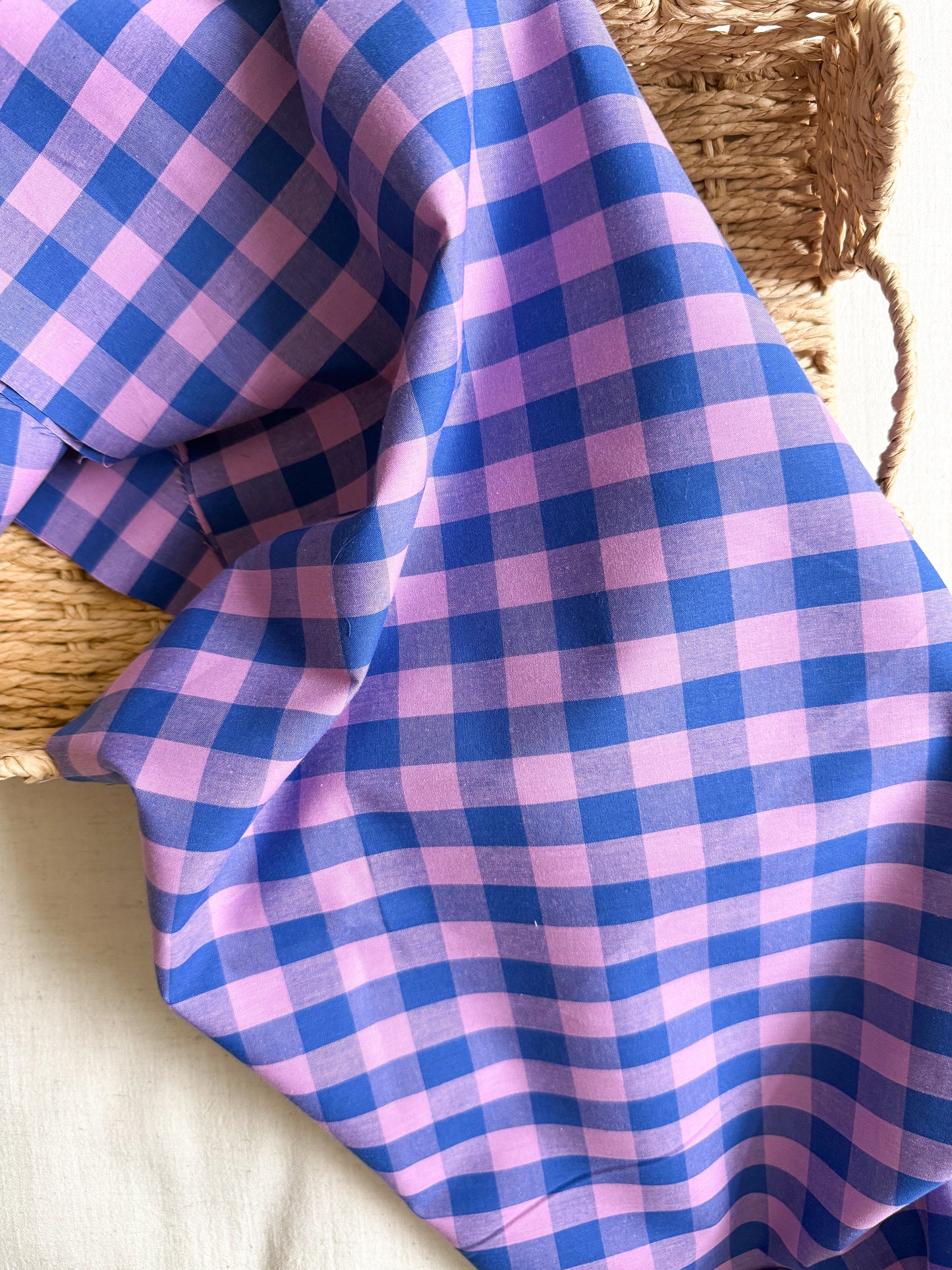 Cotton Yarn Dyed Gingham Fabric - Blue & Pink