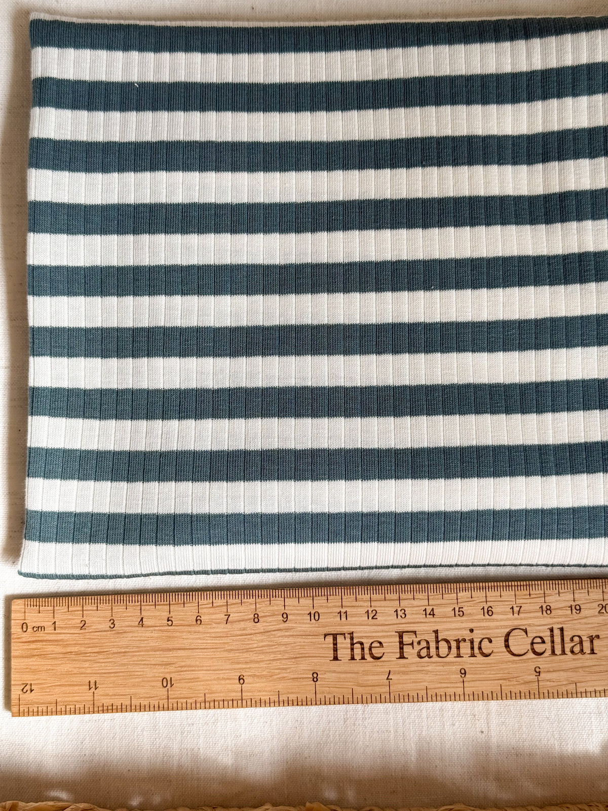 Ribbed Cotton Jersey Yarn Dyed Stripe - Teal