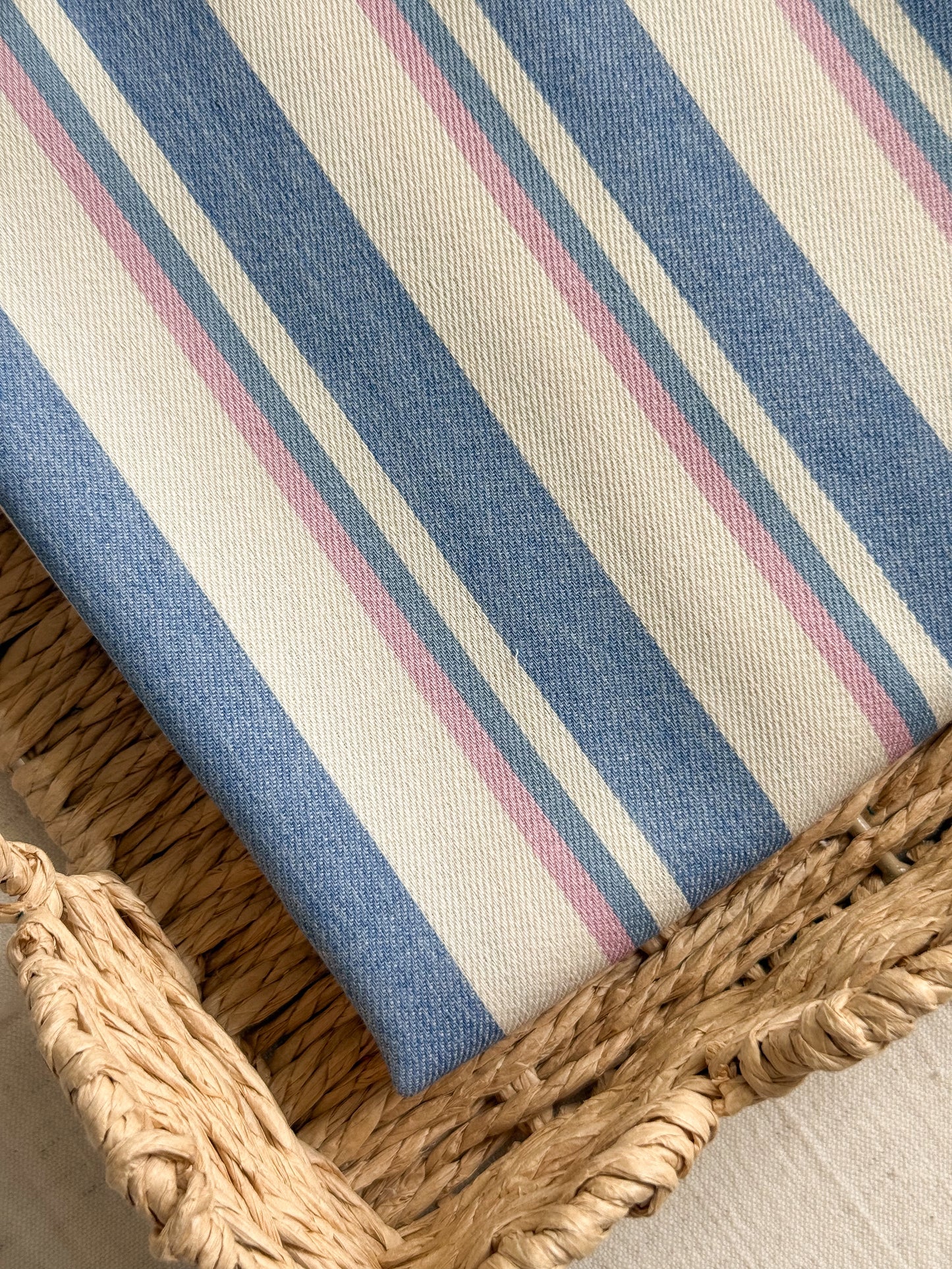 Cotton Mix Denim Fabric  - Stripes Pink