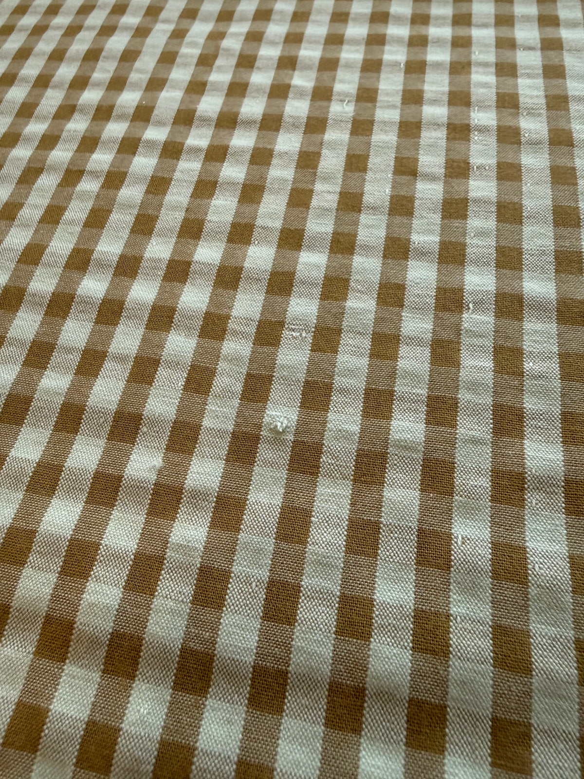Cotton Seersucker Fabric - Gingham - Pistachio - 45cm Remnant