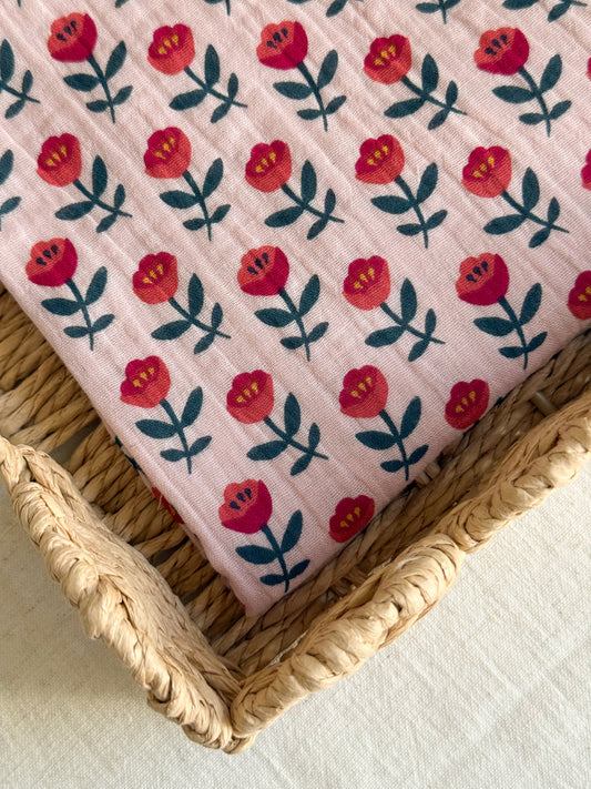 Double Gauze Fabric - Nordic Tulips