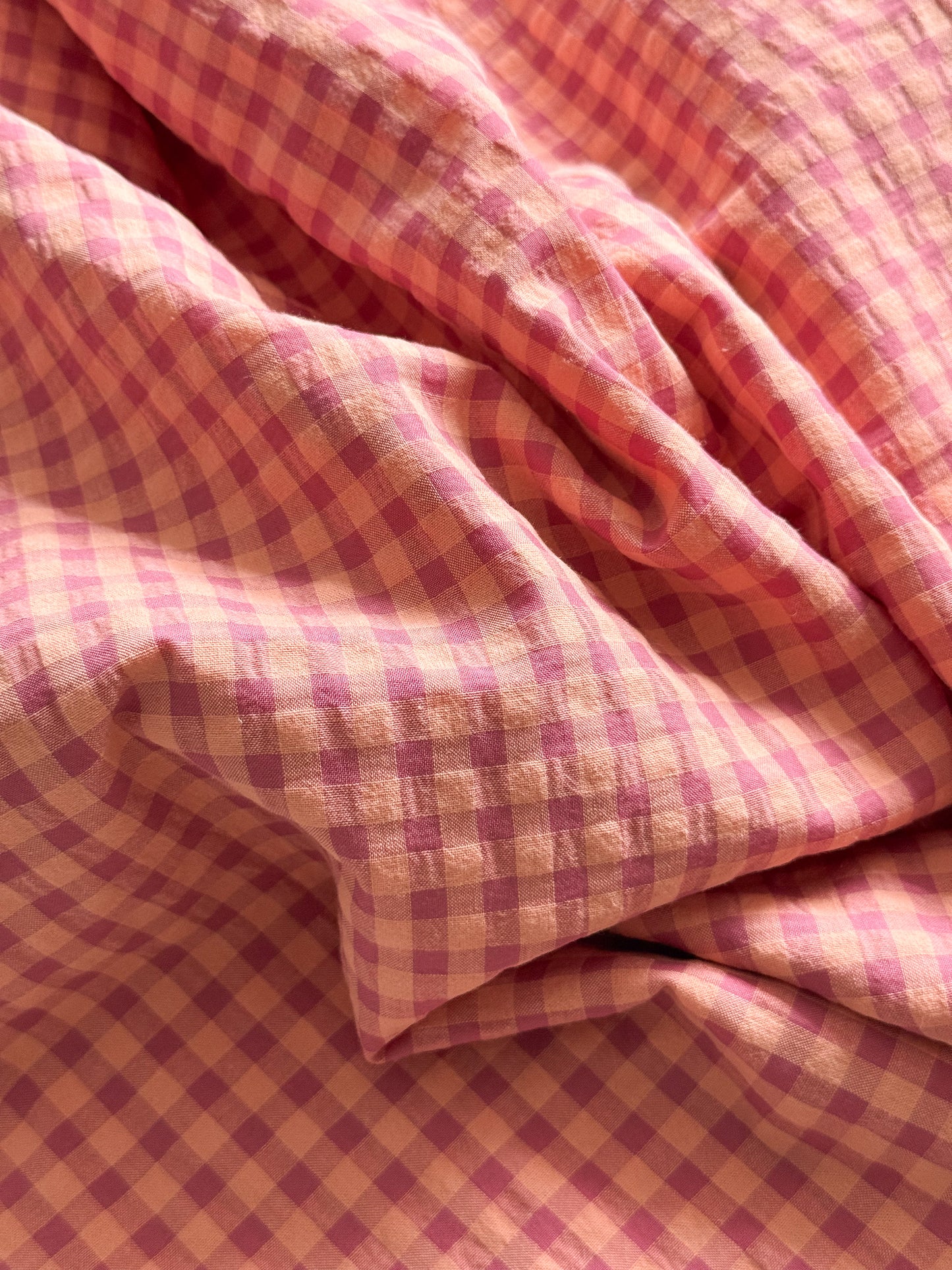 Organic Cotton Blend Seersucker Fabric - Gingham Orchid Maxi