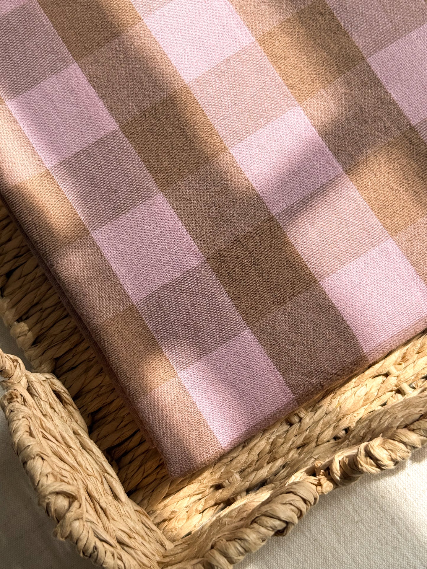 Cotton Yarn Dyed Gingham Fabric - Cocoa Rose