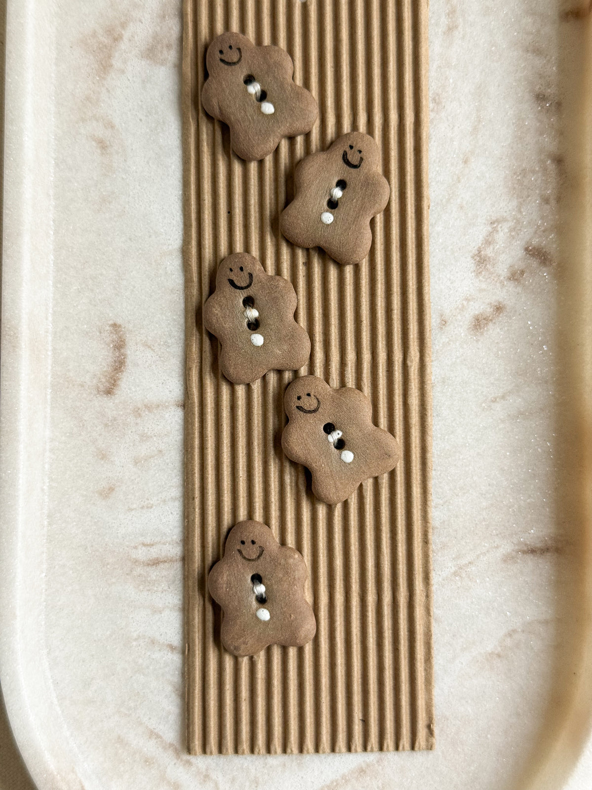 Handmade Gingerbread Cookie Sewing Buttons - 20mm - Pack of 5