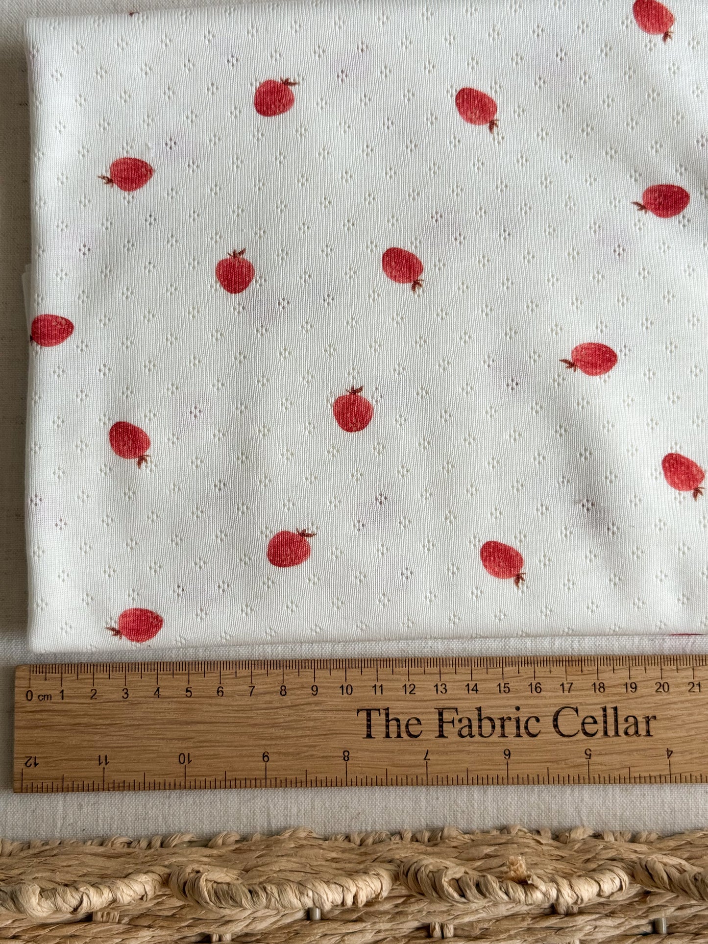 Cotton Jersey Pointelle Fabric - Strawberries