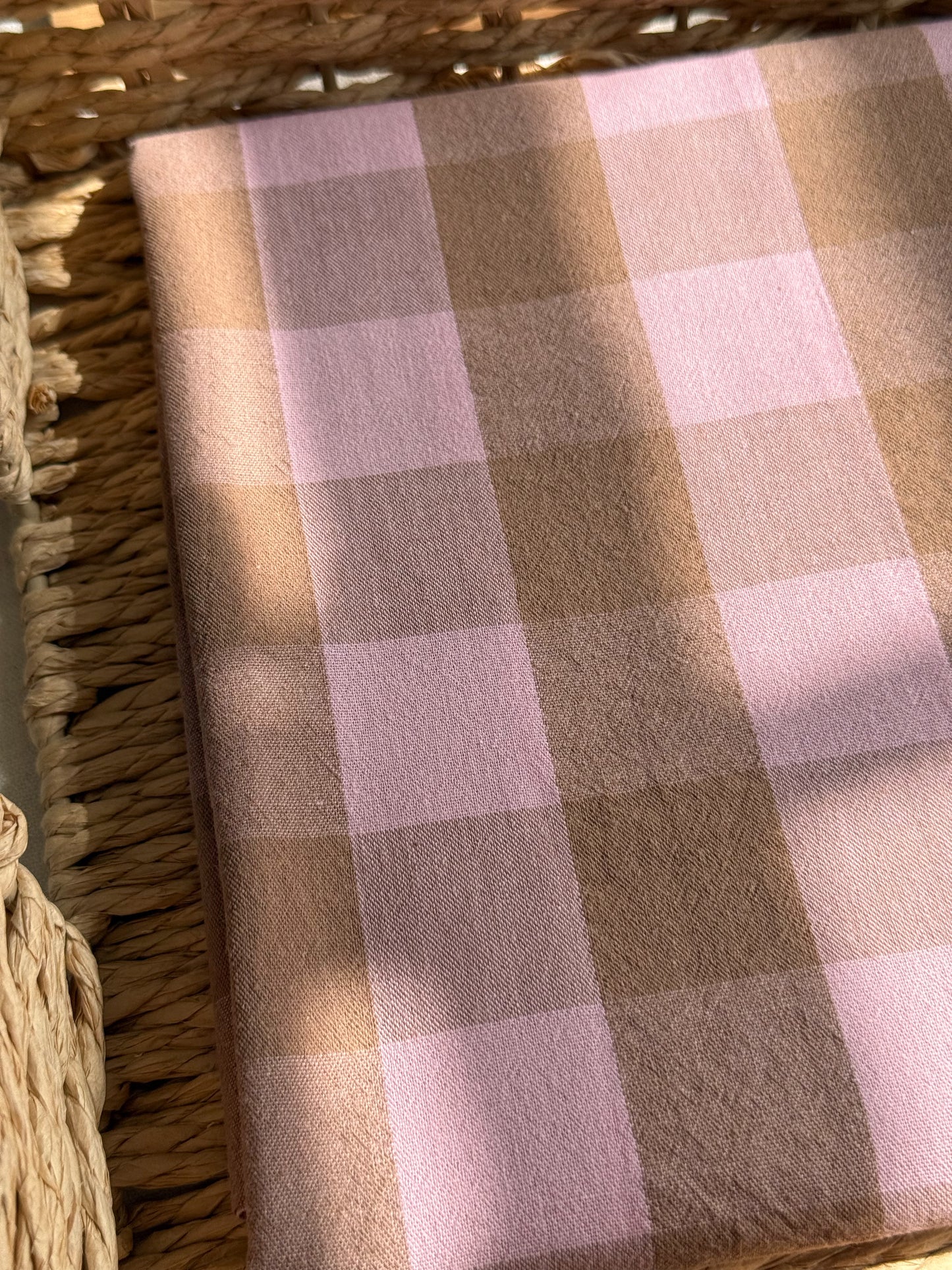 Cotton Yarn Dyed Gingham Fabric - Cocoa Rose