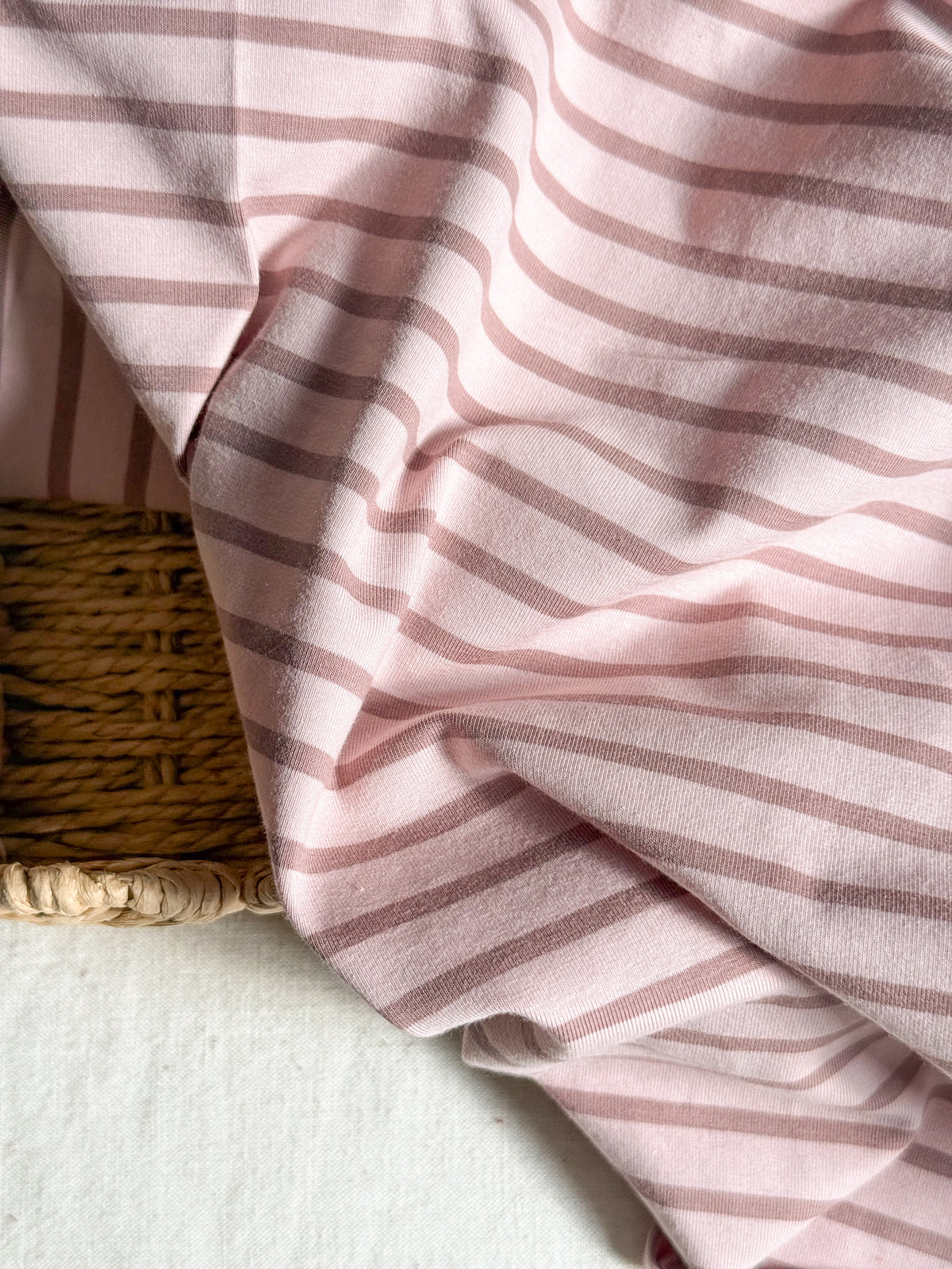 Cotton Jersey Stripe - Petal & Mocha