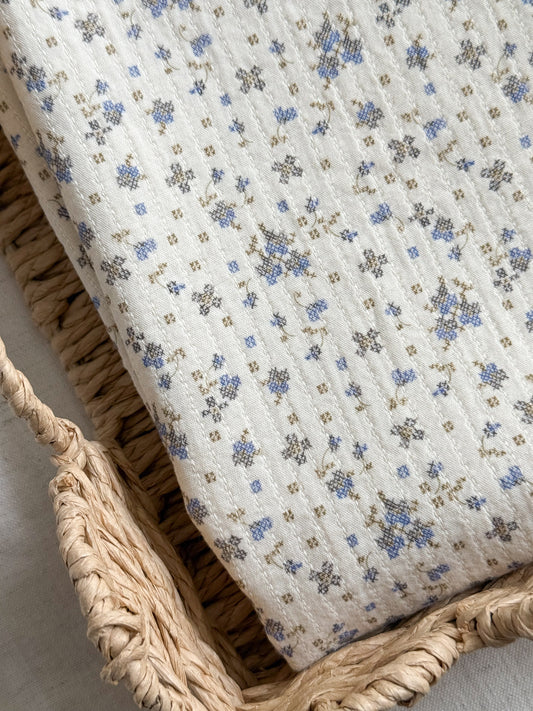 Organic Cotton Mini Quilted Fabric - Blue